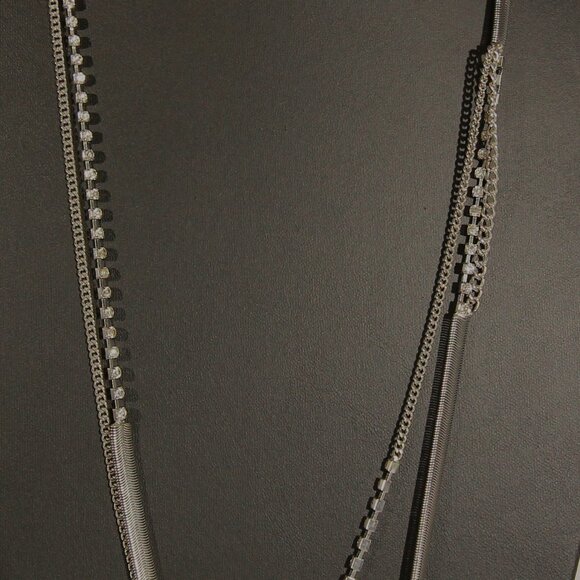 Chico's Snake Link Necklace with Clear Rhinestones - Picture 4 of 7